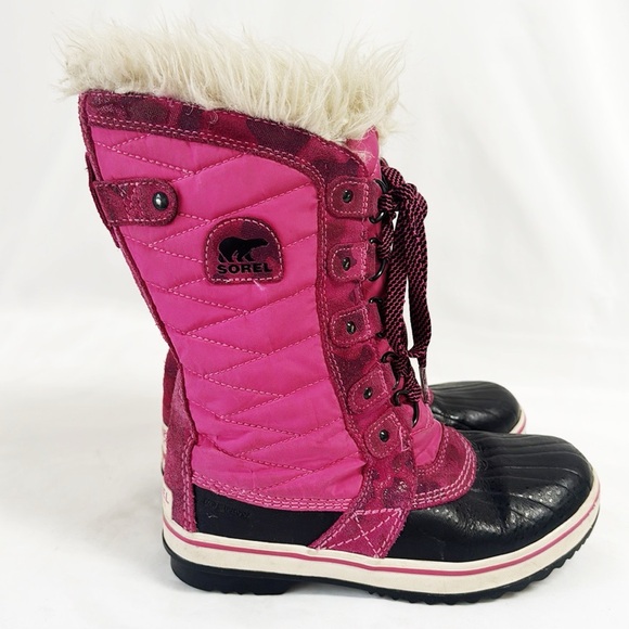 SOREL Tofino II Faux Fur lined Boots Hot Pink Lace Up Waterproof Size - Picture 2 of 9